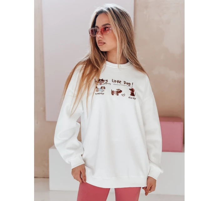 Dámská oversize mikina s jezevčíky JAMNIKOVE bílá FashionStreet BY1498