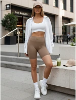 Dámské cyklistické šortky s vysokým pasem, béžové, FashionStreet SY0578