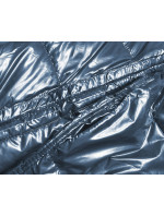 Tmavě modro-béžová oboustranná metalická zimní bunda (P21-7901-99+62)