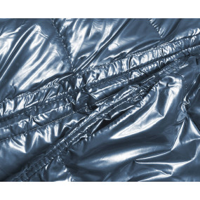 Tmavě modro-béžová oboustranná metalická zimní bunda (P21-7901-99+62)