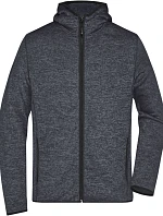 Daiber JN 589 Pánská pletená fleecová bunda s kapucí 02.0589 dark melange/black