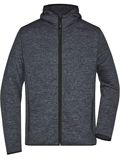 Daiber JN 589 Pánská pletená fleecová bunda s kapucí 02.0589 dark melange/black