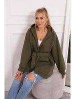 Zateplená bunda s vázáním v pase khaki barvy Zateplená bunda s vázáním v pase khaki barvy