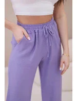 Viskózové kalhoty se širokými nohavicemi fialka Viskózové kalhoty se širokými nohavicemi fialka
