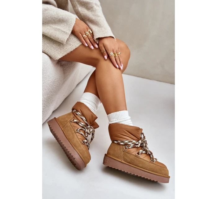 Dámské Sněhule Z Hladké Kůže S Šněrováním  Hnědé model 21674744 - D.Franklin