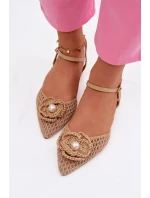 Dámské sandály na klínku s ozdobným detailem tmavě béžové Vionessa