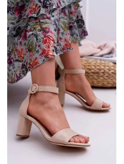 Dámské Sandály Na Podpatku Semišové Béžové Lexi