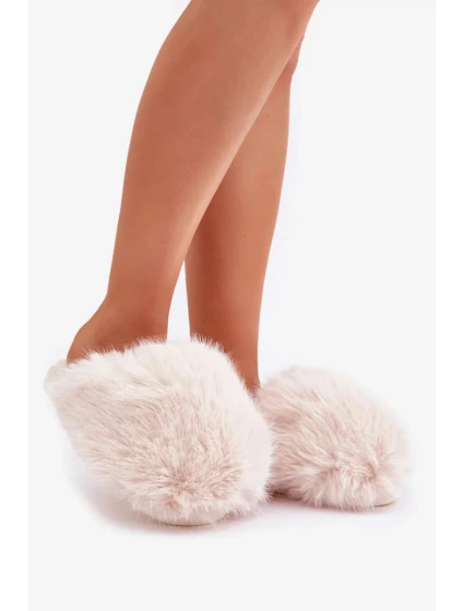 Futrzane Dámské Pantofle Světle béžové Wladisa Futrzane Dámské Pantofle Světle béžové Wladisa