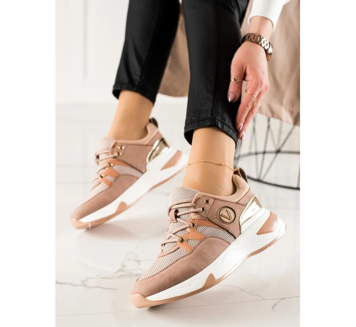 Komfortní dámské růžové  tenisky bez podpatku