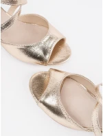 Moderní  sandály dámské zlaté na širokém podpatku