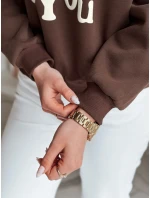 Dámská mikina s potiskem JUST LOVE YOU hnědá FashionStreet BY1477 Dámská mikina s potiskem JUST LOVE YOU hnědá FashionStreet BY1477