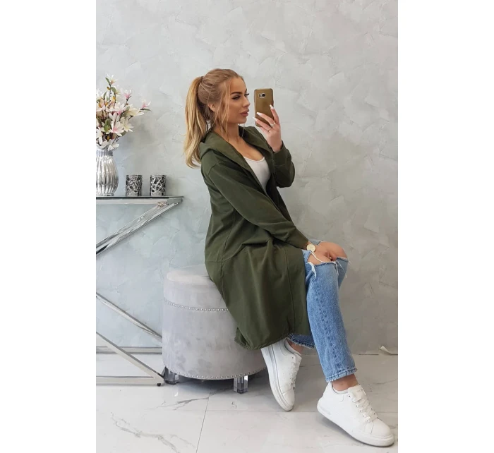 Kaki bunda s kapucí nadměrné velikosti Kaki bunda s kapucí nadměrné velikosti