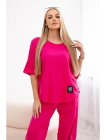 Bavlněný komplet halenka + kalhoty fuchsie Bavlněný komplet halenka + kalhoty fuchsie