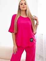 Bavlněný komplet halenka + kalhoty fuchsie