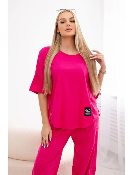Bavlněný komplet halenka + kalhoty fuchsie Bavlněný komplet halenka + kalhoty fuchsie