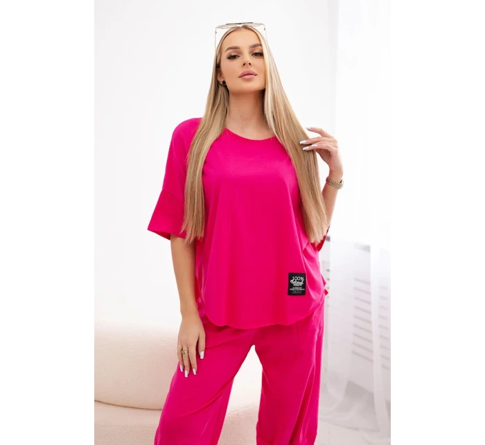 Bavlněný komplet halenka + kalhoty fuchsie Bavlněný komplet halenka + kalhoty fuchsie