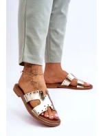 model 21617412 Dámské žabky s ozdobnými výřezy Zlaté - Zazoo