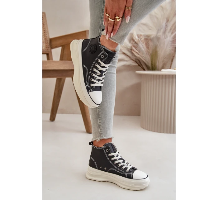 Zateplené Dámské Tenisky Na Platformě Eko Kůže Big Star OO274068 Růžové Zateplené Dámské Tenisky Na Platformě Eko Kůže Big Star OO274068 Růžové