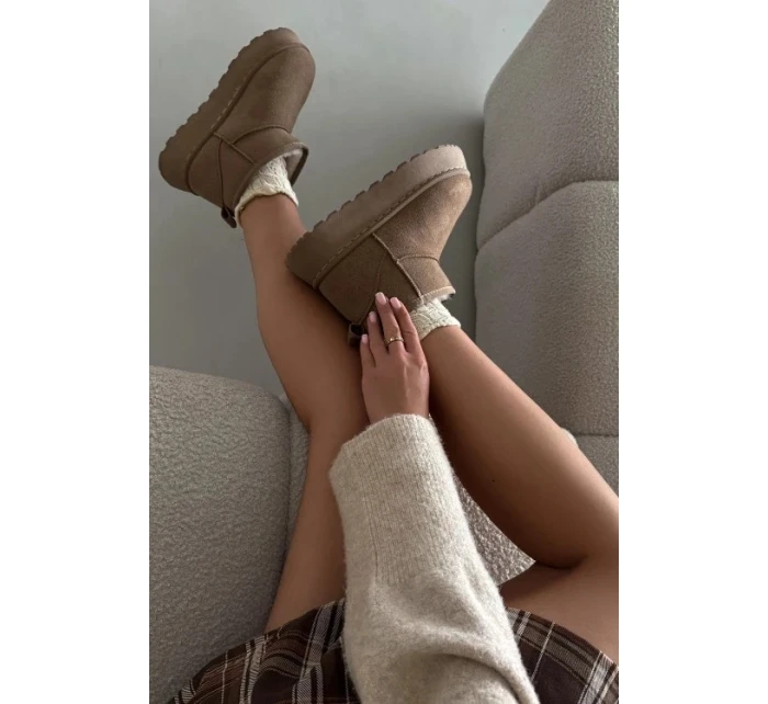 Dámské Sněhule Na Platformě Zateplené Kožíškem Khaki Vesirae Dámské Sněhule Na Platformě Zateplené Kožíškem Khaki Vesirae