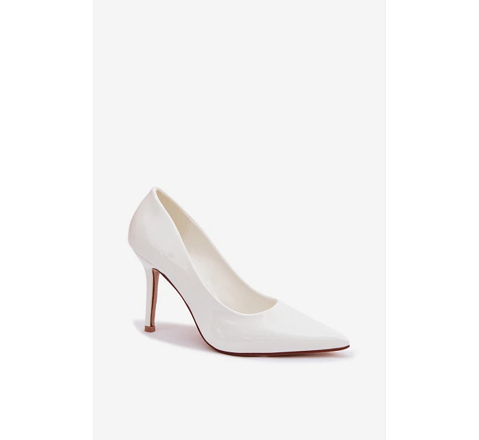 Klasické lakované lodičky z imitace kůže bílé Odira