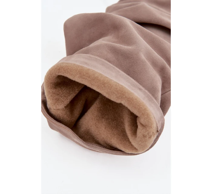 Dámské zateplené kozačky na podpatku Zazoo – světle hnědé, pravý semiš