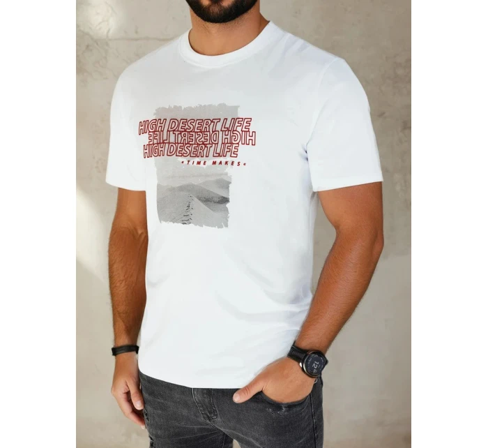 Pánské bílé tričko s potiskem FashionStreet RX5487