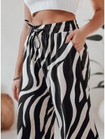 Dámské pruhované kalhoty se širokými nohavicemi ZEBRAVIBE béžovo-černé FashionStreet UY2653