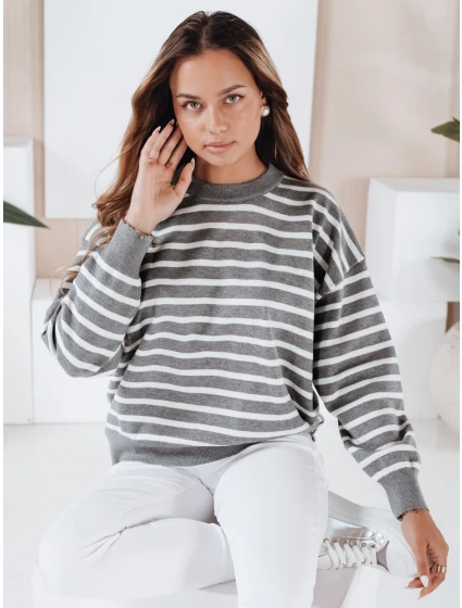 FashionStreet šedý pruhovaný dámský svetr MY2540