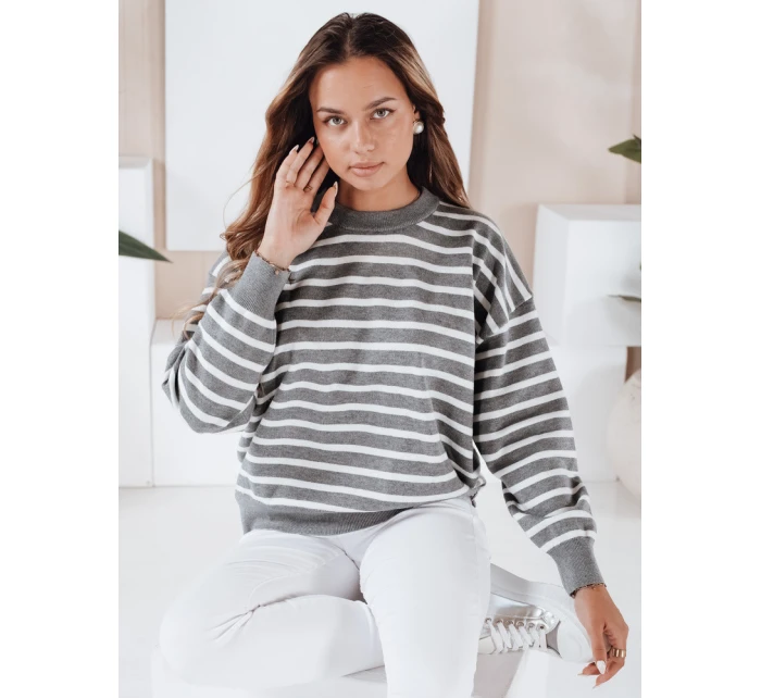 FashionStreet šedý pruhovaný dámský svetr MY2540