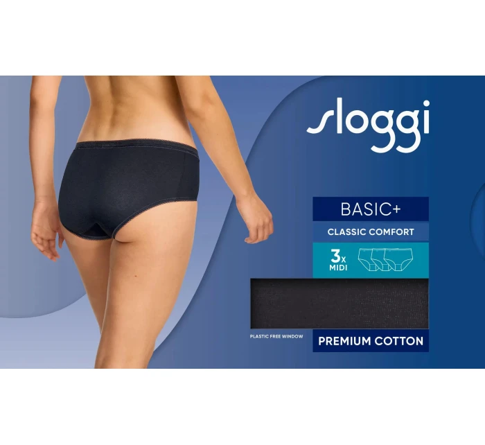 sloggi Basic+ Midi 3P - BLACK - SLOGGI BLACK - SLOGGI
