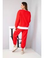 Dámský komplet s  s volnou mikinou a tepláky červený model 21808643 - K-Fashion