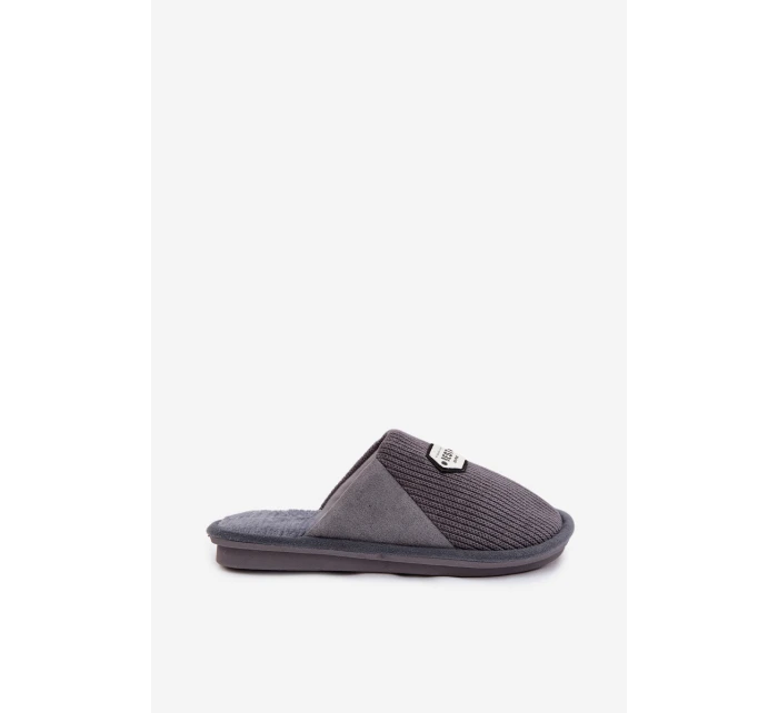 Pánské pantofle s výšivkou šedé model 21793926 - Boto Pánské pantofle s výšivkou šedé model 21793926 - Boto