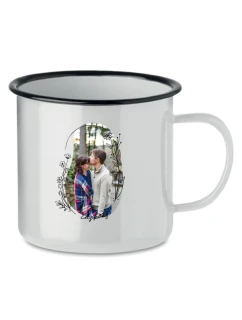 Personalizovaný bílý retro plecháček s květinovým ohraničením 