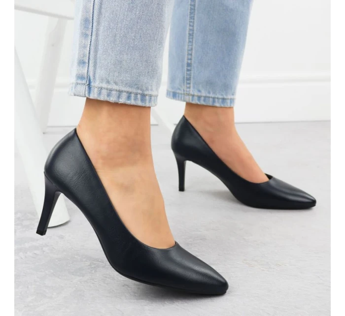 Dámské tmavě modré lodičky na jehlovém podpatku Sergio Leone 1336