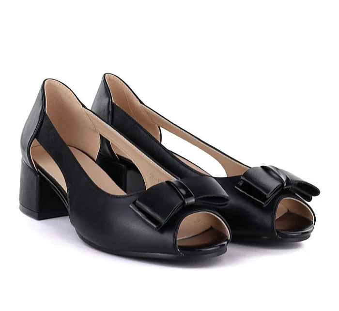 lodičky s otevřenou špičkou a mašlí černé Potocki model 22099435 lodičky s otevřenou špičkou a mašlí černé Potocki model 22099435