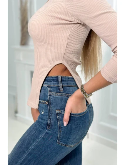 Halenka s buffovými rukávy tmavě béžová Halenka s buffovými rukávy tmavě béžová