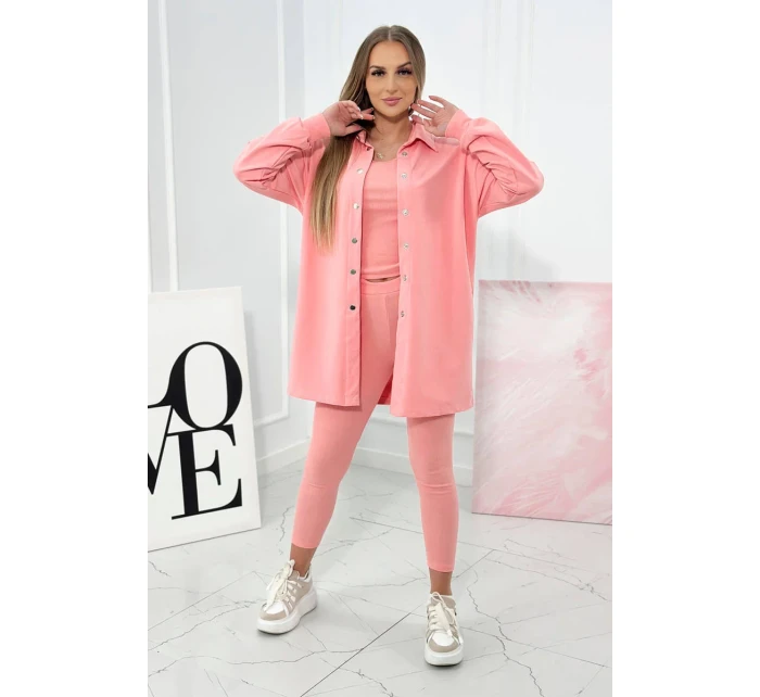 3dílná souprava model 20194664 top a legíny meruňková - K-Fashion 3dílná souprava model 20194664 top a legíny meruňková - K-Fashion