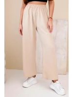Kalhoty s širokým model 21903442 tmavě béžové - K-Fashion