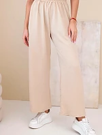 Kalhoty s širokým nohavicím tmavě béžové