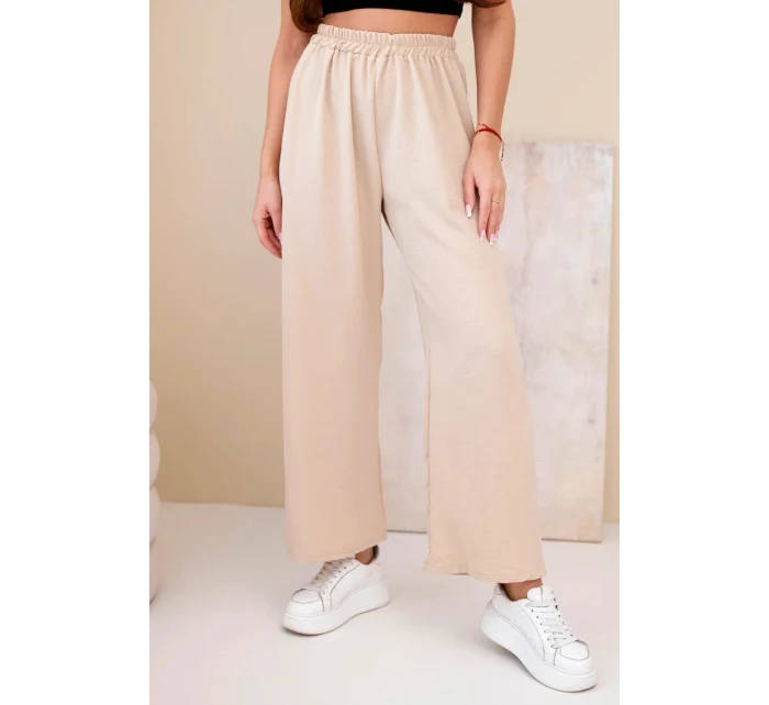 Kalhoty s širokým model 21903442 tmavě béžové - K-Fashion