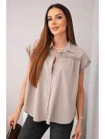 Dámská bavlněná košilová halenka s krajkou a krátkým rukávem fango