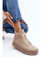 Kožené Boty Dámské Na Platformě Bežové Lemar model 21638483 - Boto