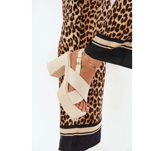 Dámské Sandály Na Podpatku A Platformě Z Eko Kůže Světle Béžové model 21688907 - Boto