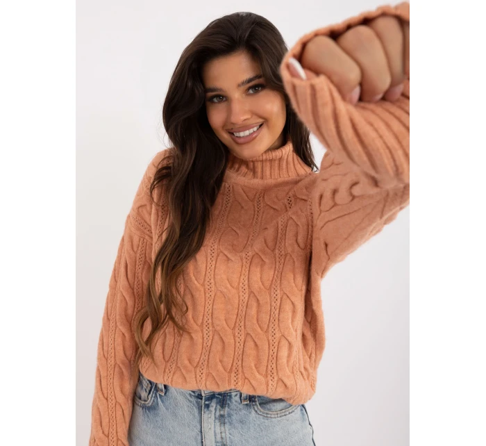 Sweter AT SW model 20459105 jasny pomarańczowy - FPrice Sweter AT SW model 20459105 jasny pomarańczowy - FPrice