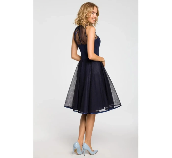 Dámské šaty M148 Tmavě modrá - MOE Dámské šaty M148 Tmavě modrá - MOE