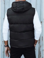 Pánská prošívaná vesta s kapucí černá FashionStreet TX4782 Pánská prošívaná vesta s kapucí černá FashionStreet TX4782