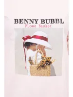 Šaty s potiskem košíků v pudrově růžové barvě