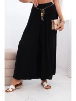 Dámské kalhoty z viskózy se širokými nohavicemi černý
