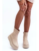 Dámské kožené boty na platformě Bežové model 21633565 - Zazoo