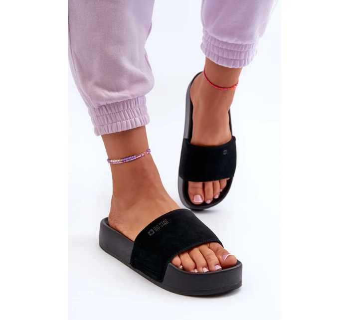 Dámské sandály na platformě z semiše Big Star model 21655540 černé - Big Star Shoes Dámské sandály na platformě z semiše Big Star model 21655540 černé - Big Star Shoes